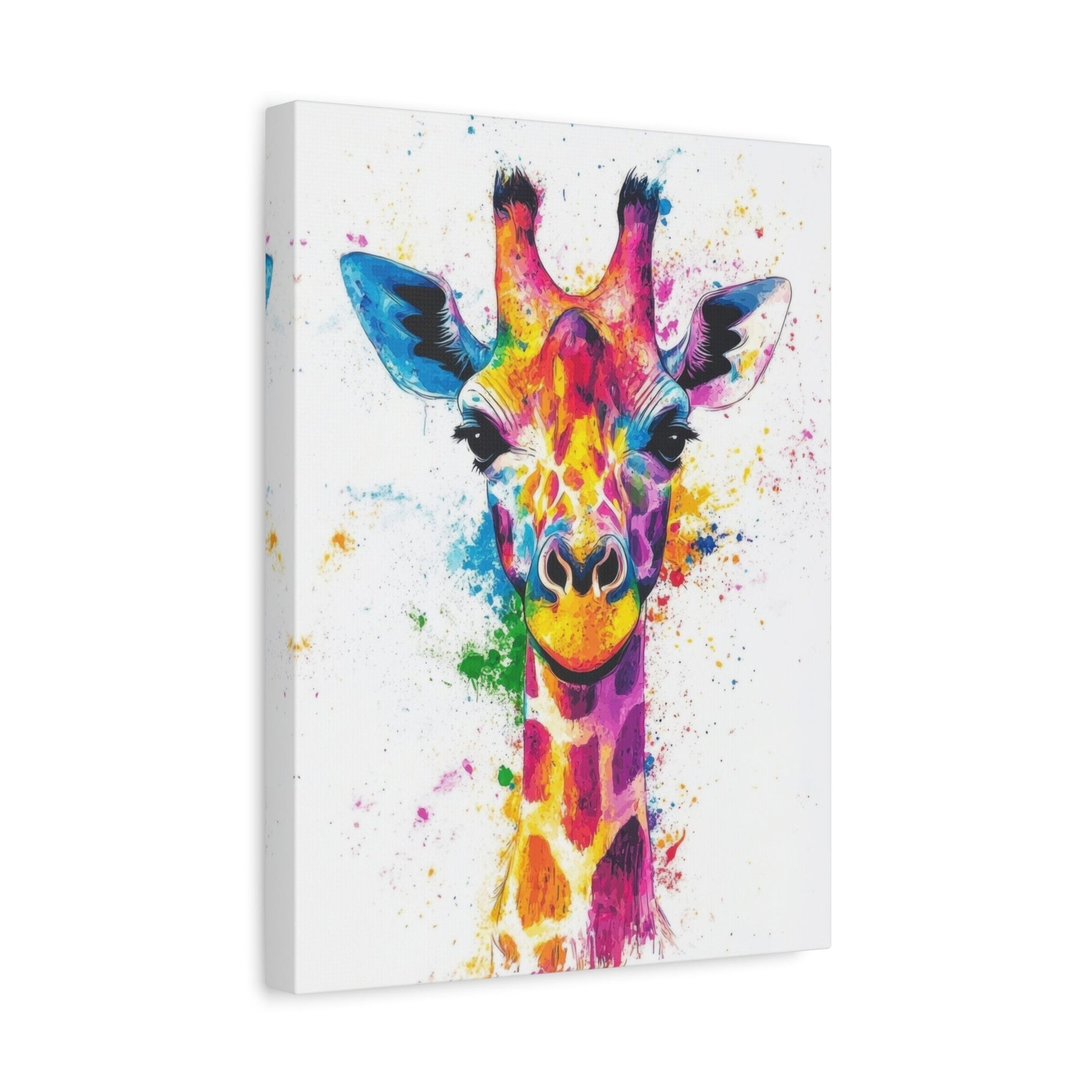 Vibrant Giraffe Splash - Animal Wall Art - Aestheticanvas