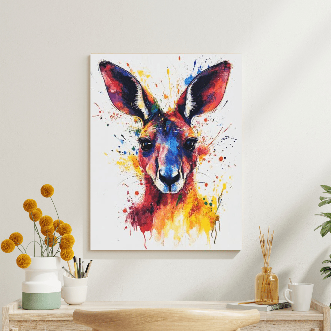 Vibrant Kangaroo Splash - Animal Wall Art - Aestheticanvas