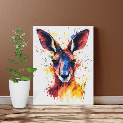 Vibrant Kangaroo Splash - Animal Wall Art - Aestheticanvas