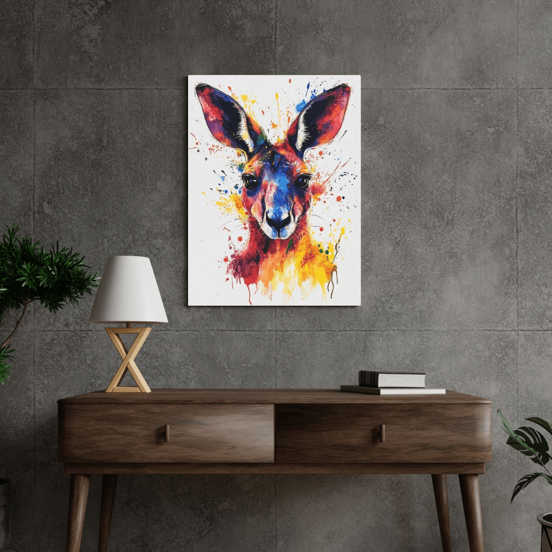 Vibrant Kangaroo Splash - Animal Wall Art - Aestheticanvas