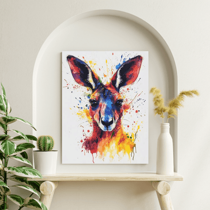 Vibrant Kangaroo Splash - Animal Wall Art - Aestheticanvas