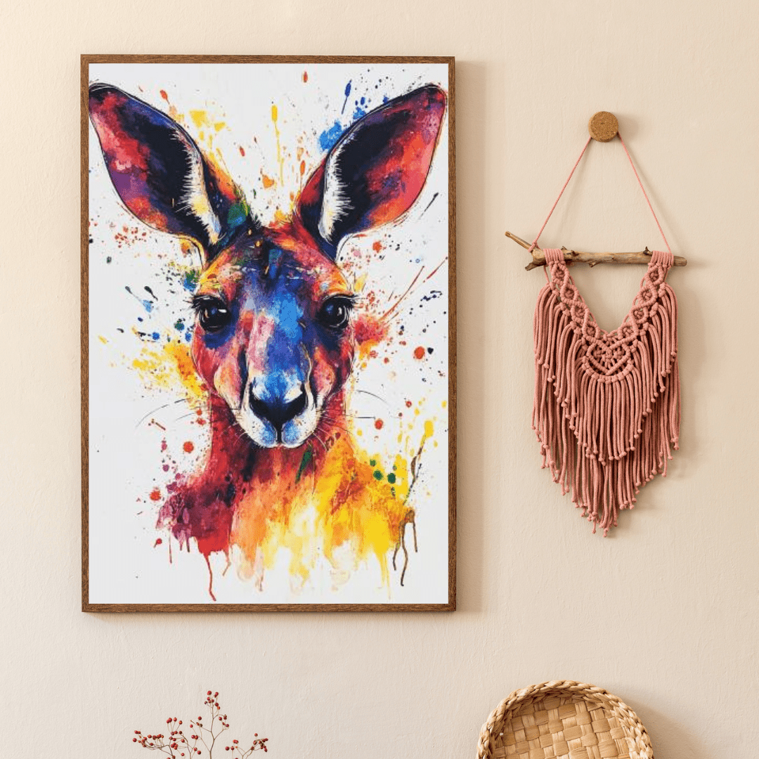 Vibrant Kangaroo Splash - Animal Wall Art - Aestheticanvas