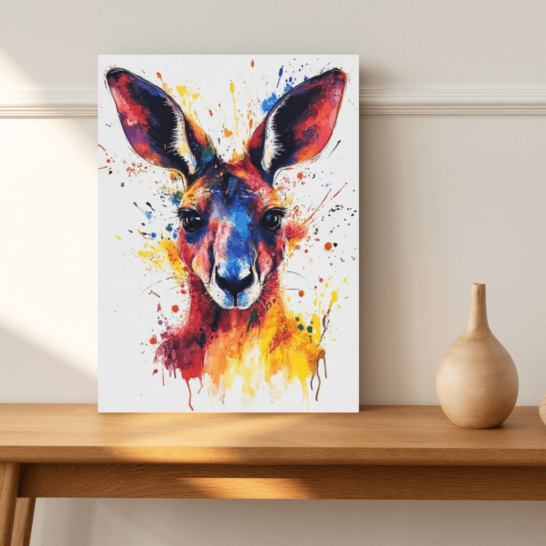 Vibrant Kangaroo Splash - Animal Wall Art - Aestheticanvas