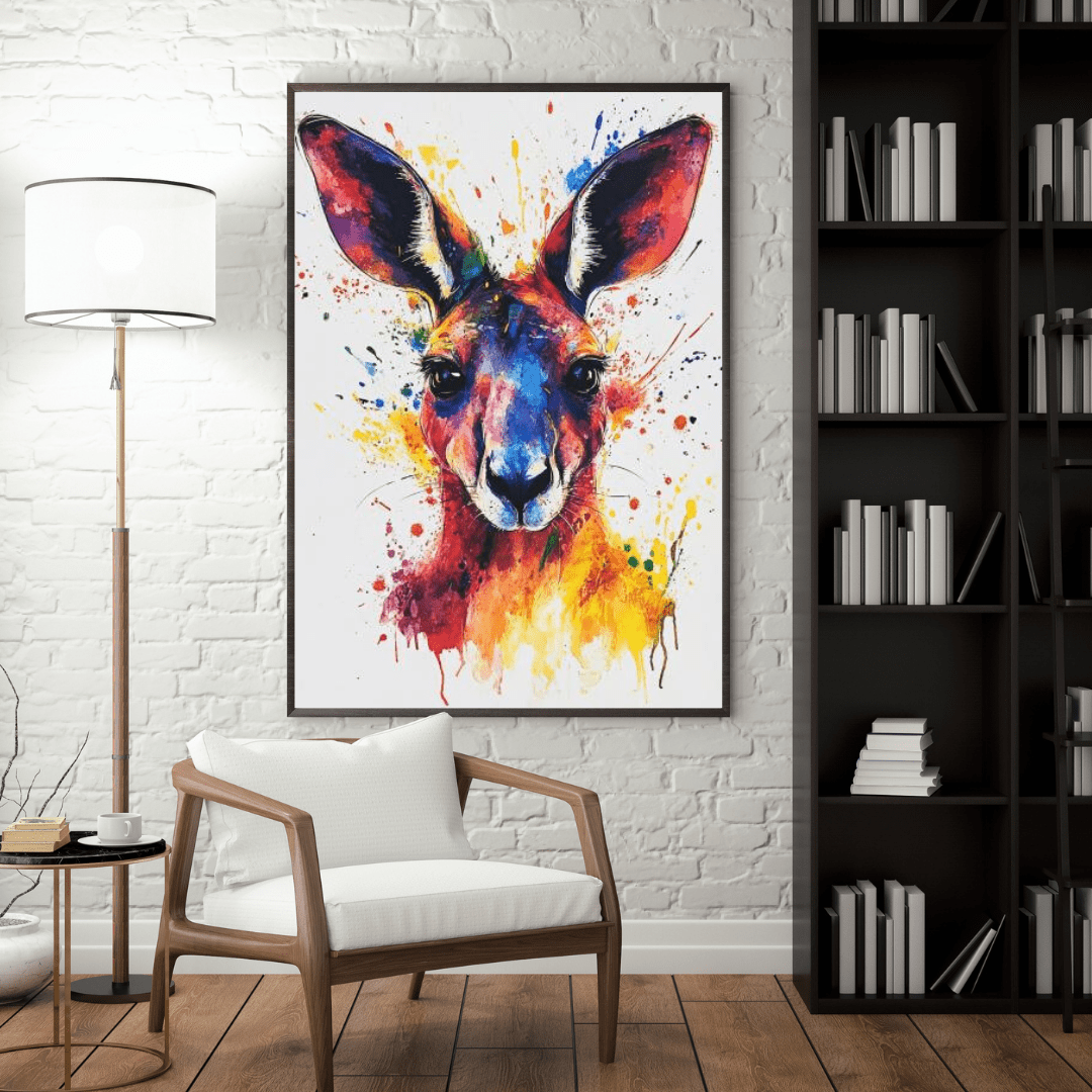 Vibrant Kangaroo Splash - Animal Wall Art - Aestheticanvas