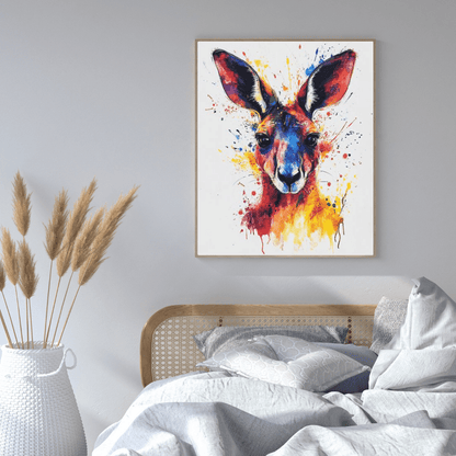 Vibrant Kangaroo Splash - Animal Wall Art - Aestheticanvas