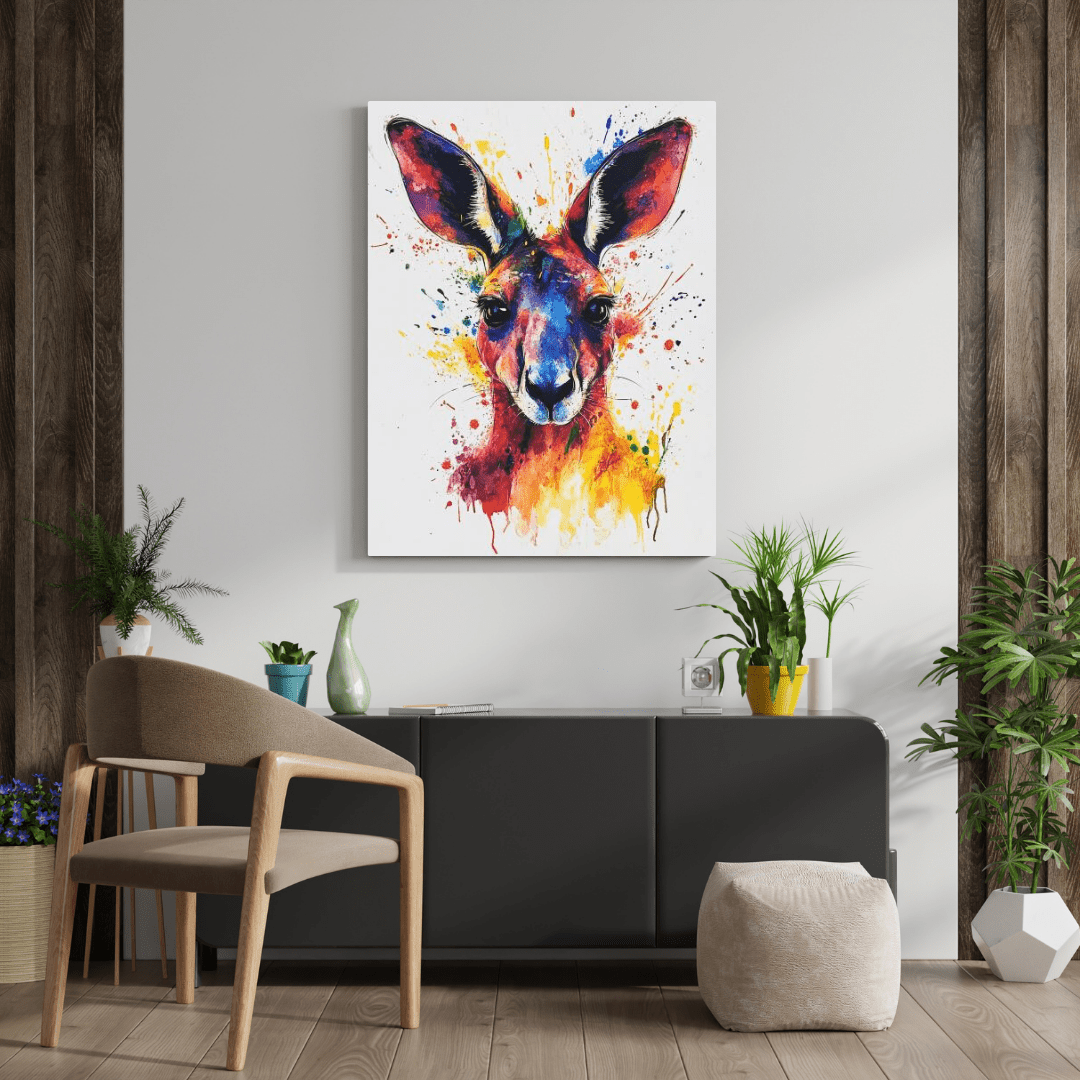 Vibrant Kangaroo Splash - Animal Wall Art - Aestheticanvas