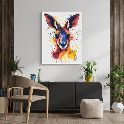 Vibrant Kangaroo Splash - Animal Wall Art - Aestheticanvas