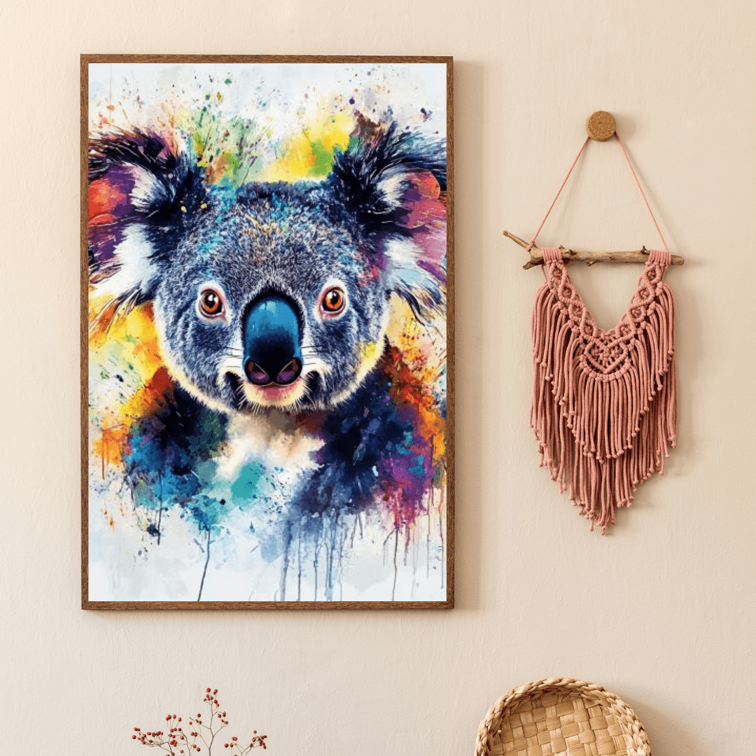 Vibrant Koala Splash - Animal Wall Art - Aestheticanvas