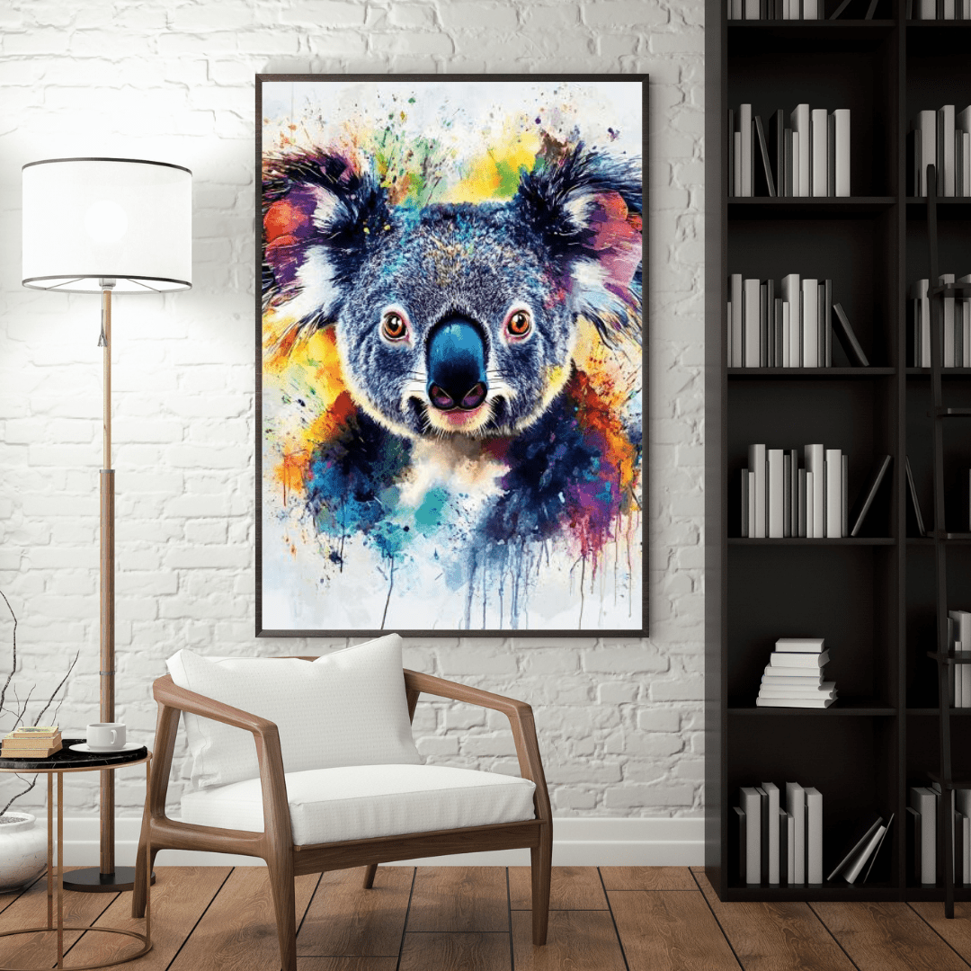 Vibrant Koala Splash - Animal Wall Art - Aestheticanvas