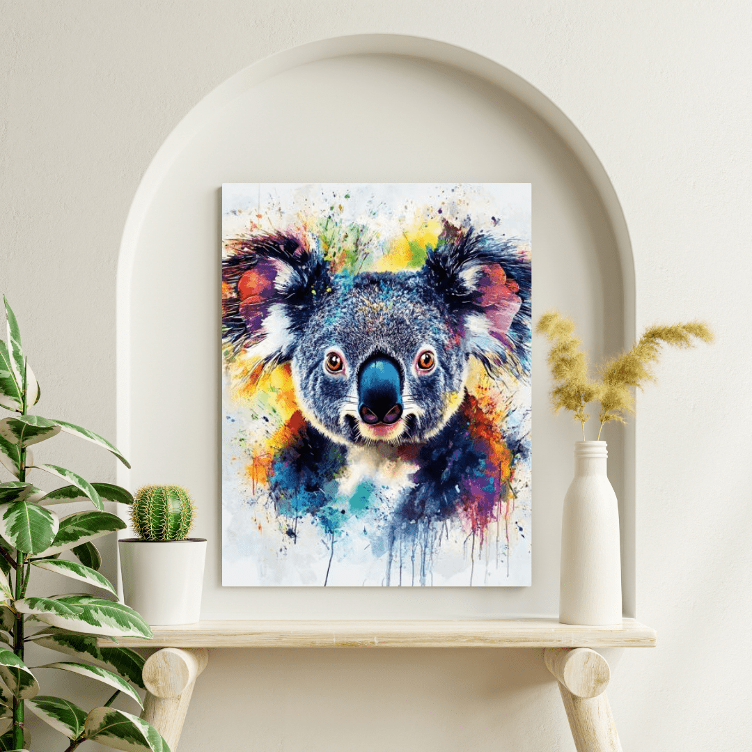 Vibrant Koala Splash - Animal Wall Art - Aestheticanvas