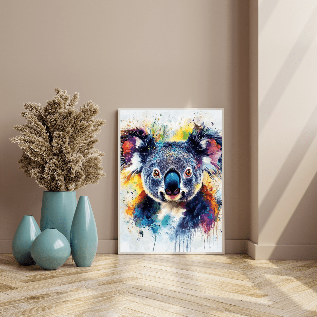 Vibrant Koala Splash - Animal Wall Art - Aestheticanvas