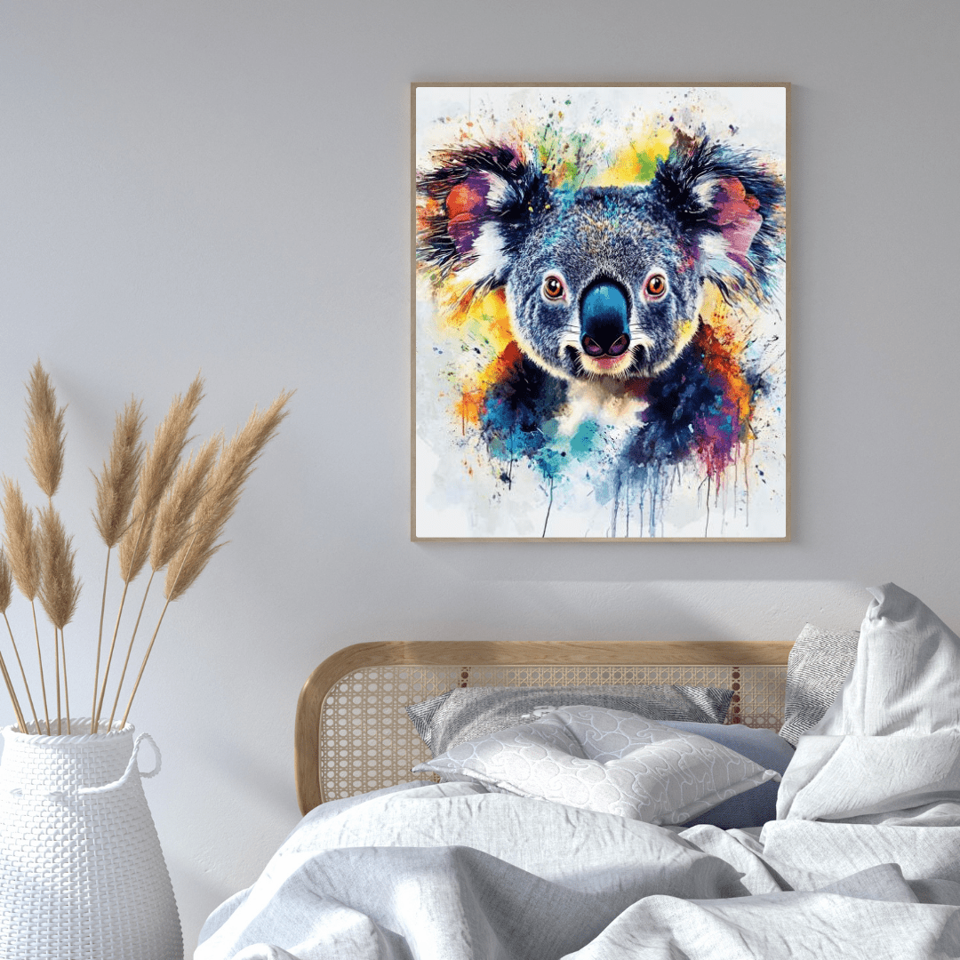 Vibrant Koala Splash - Animal Wall Art - Aestheticanvas