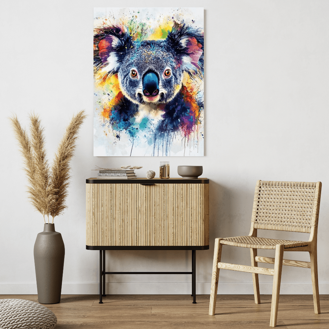 Vibrant Koala Splash - Animal Wall Art - Aestheticanvas