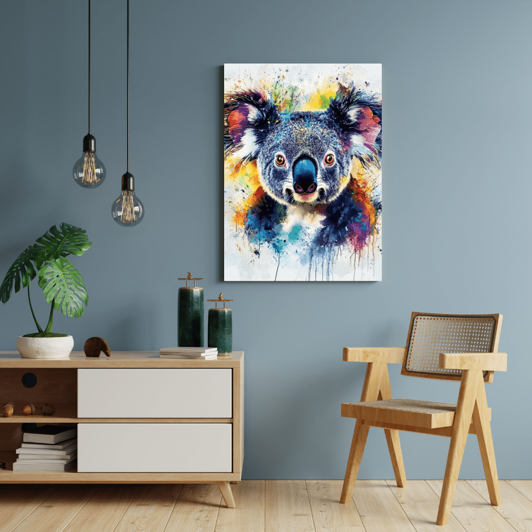 Vibrant Koala Splash - Animal Wall Art - Aestheticanvas