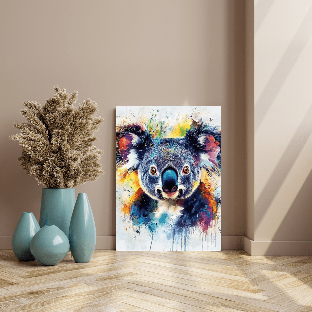 Vibrant Koala Splash - Animal Wall Art - Aestheticanvas