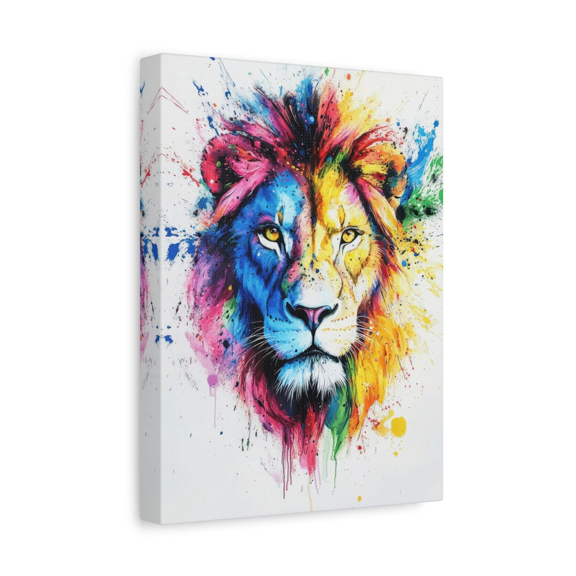 Vibrant Lion Splash - Animal Wall Art - Aestheticanvas