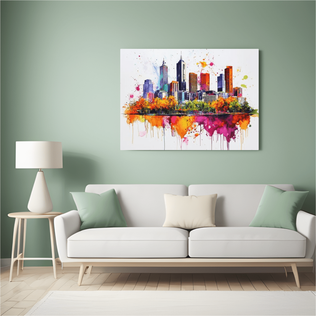 Vibrant Melbourne Skyline - Cityscape Wall Art - Aestheticanvas