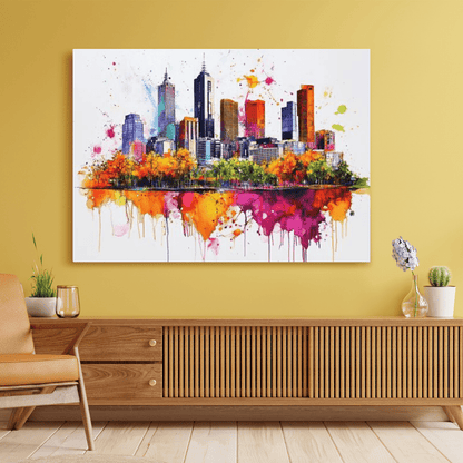 Vibrant Melbourne Skyline - Cityscape Wall Art - Aestheticanvas