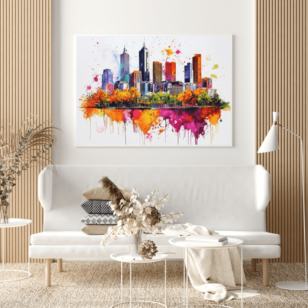 Vibrant Melbourne Skyline - Cityscape Wall Art - Aestheticanvas