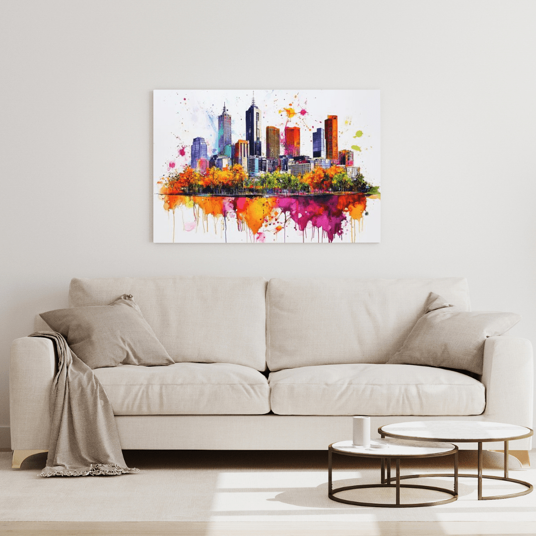 Vibrant Melbourne Skyline - Cityscape Wall Art - Aestheticanvas