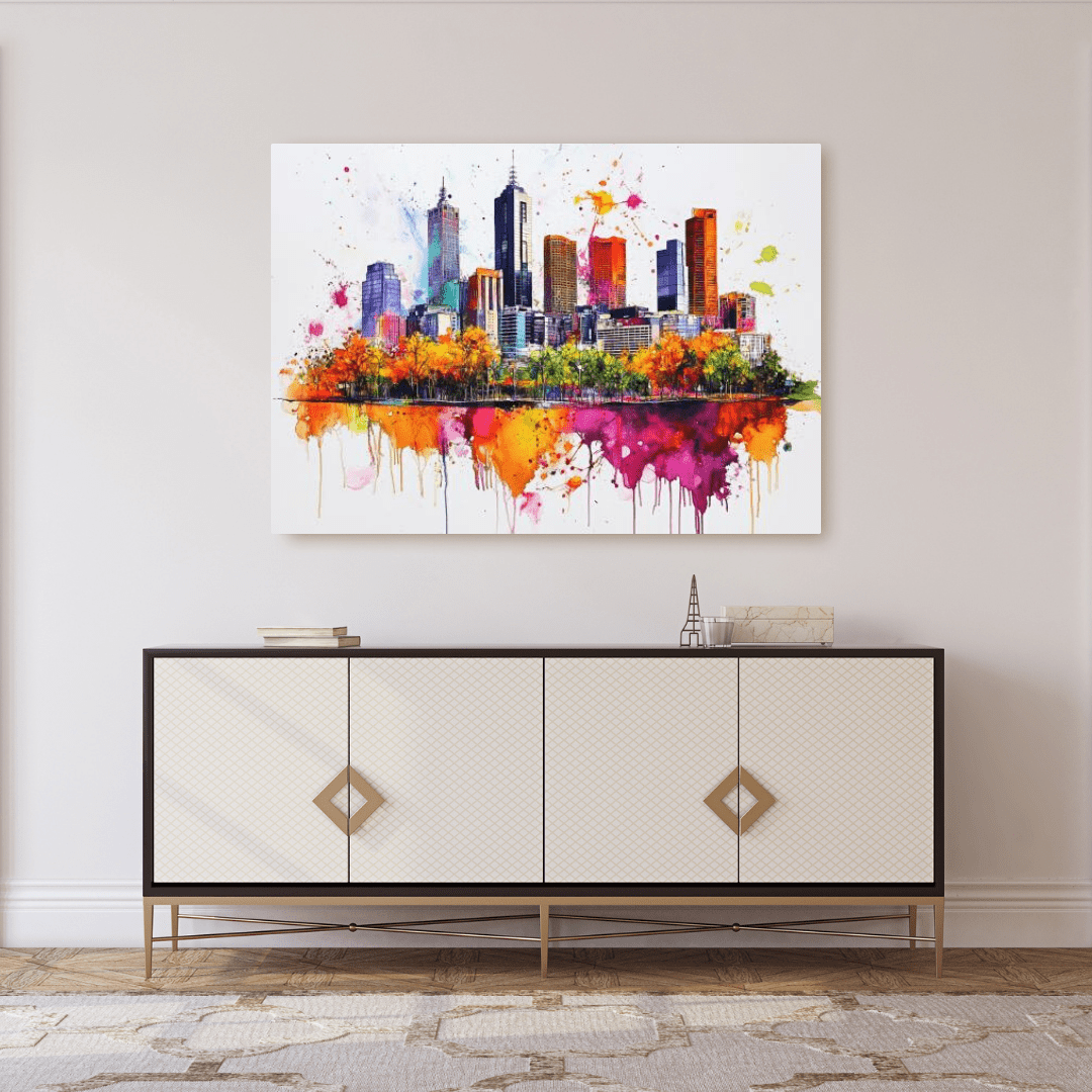 Vibrant Melbourne Skyline - Cityscape Wall Art - Aestheticanvas