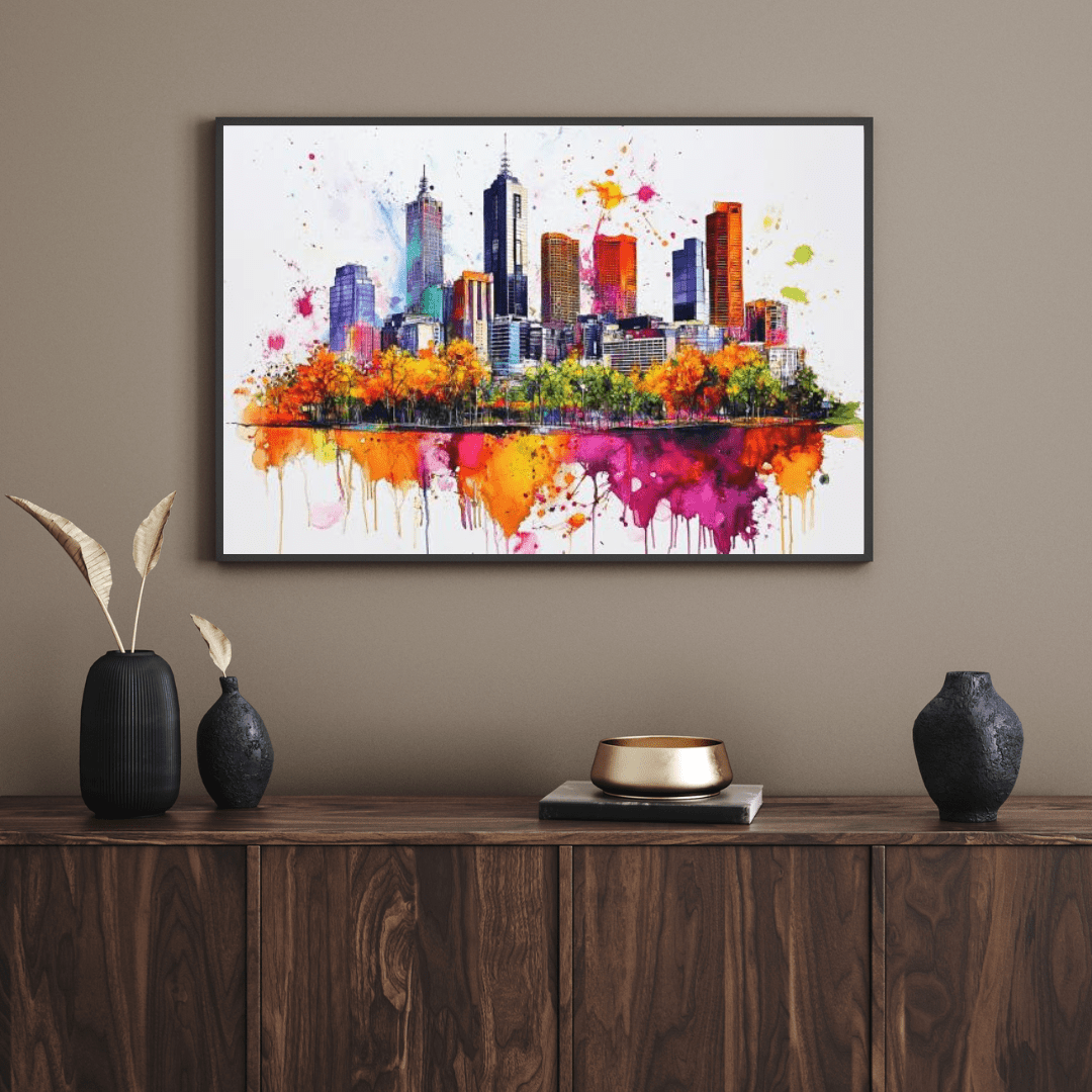 Vibrant Melbourne Skyline - Cityscape Wall Art - Aestheticanvas