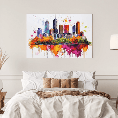 Vibrant Melbourne Skyline - Cityscape Wall Art - Aestheticanvas