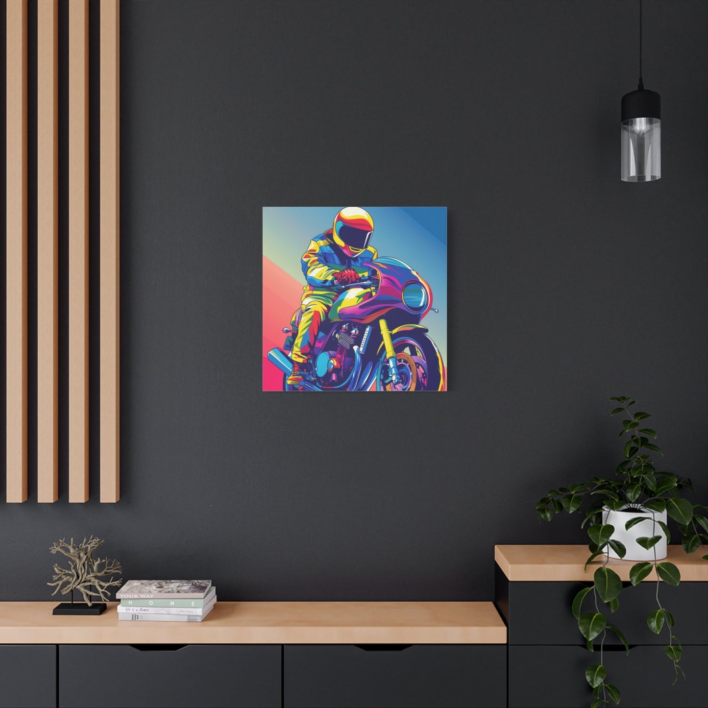 Vibrant Motorcyclist - Motorbike Wall Art - Aestheticanvas