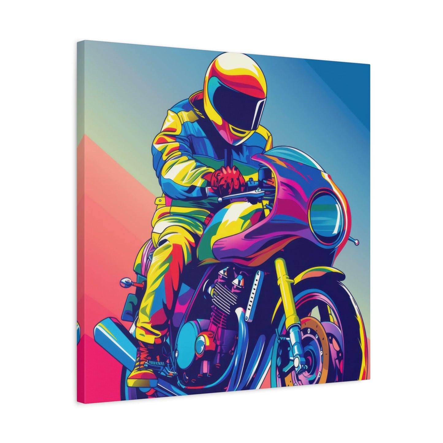 Vibrant Motorcyclist - Motorbike Wall Art - Aestheticanvas