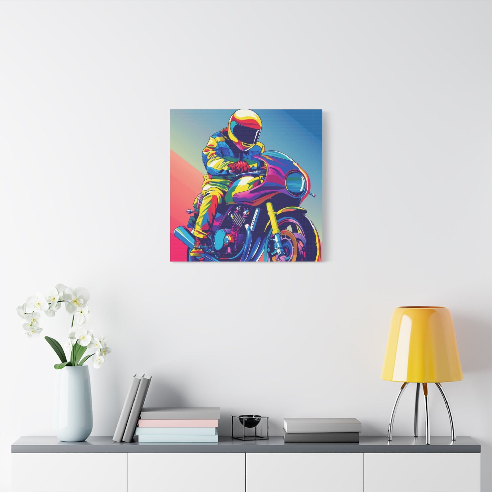 Vibrant Motorcyclist - Motorbike Wall Art - Aestheticanvas