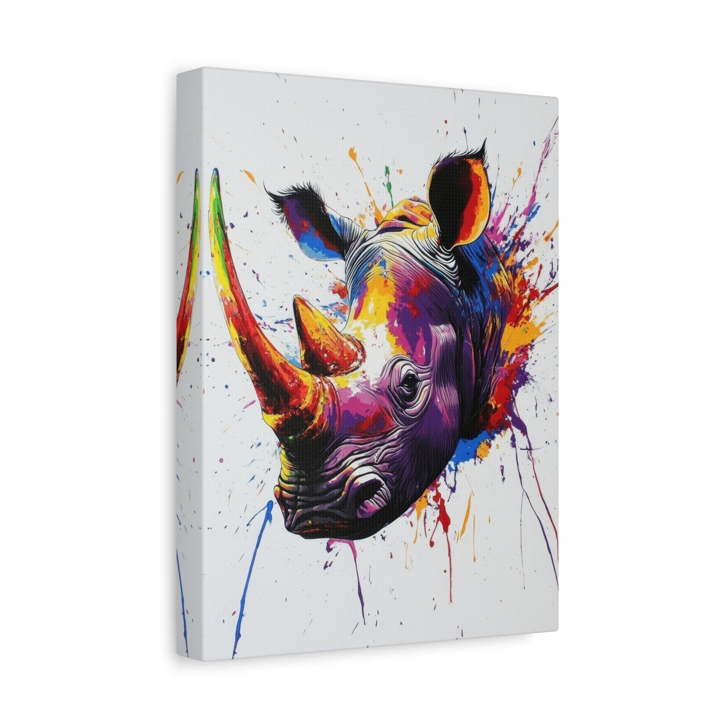 Vibrant Rhino Splash - Animal Wall Art - Aestheticanvas