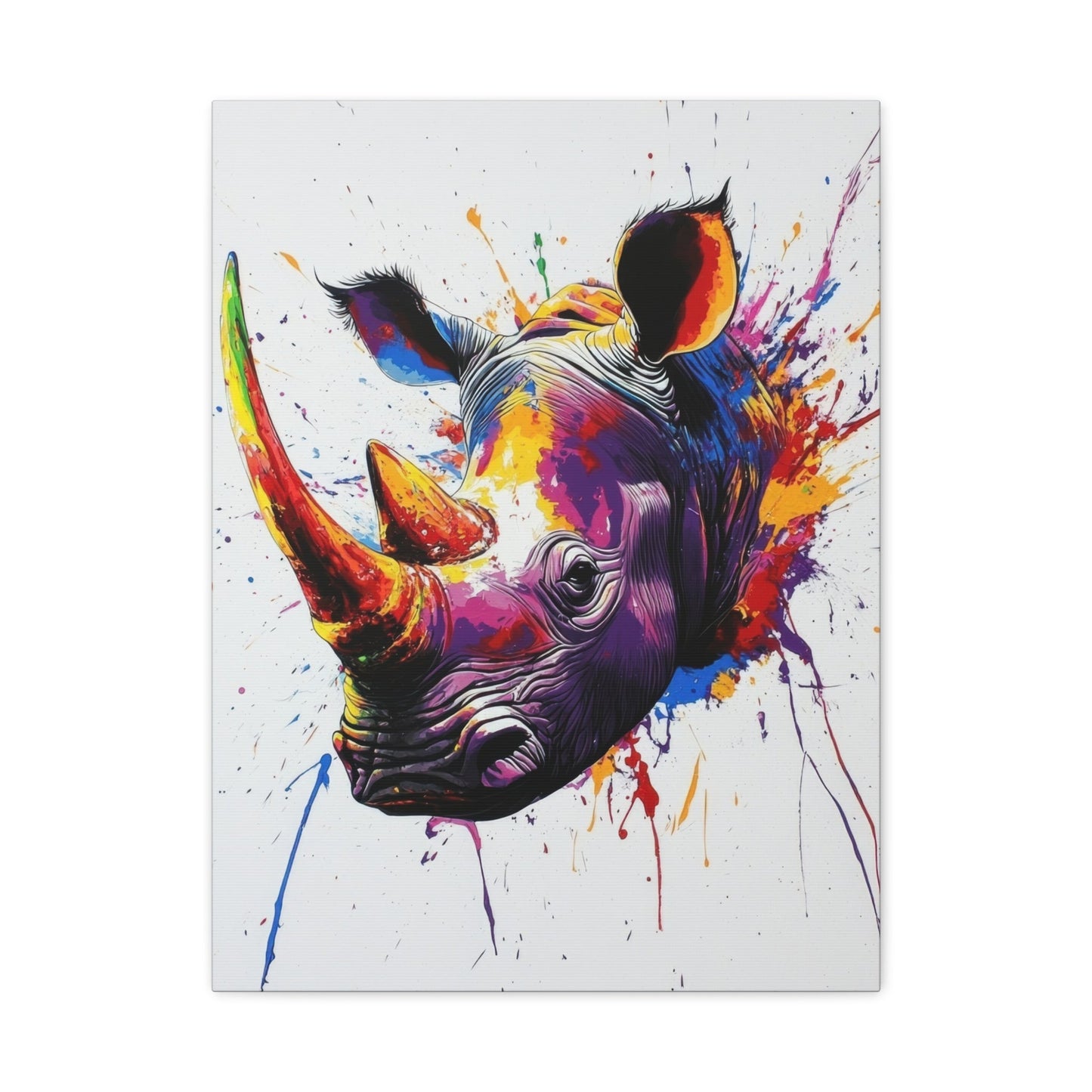 Vibrant Rhino Splash - Animal Wall Art - Aestheticanvas