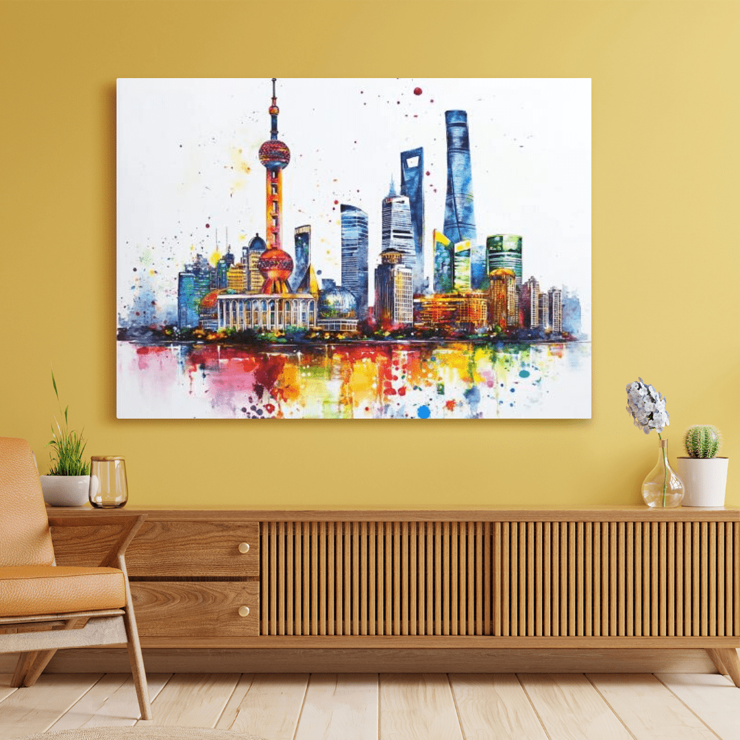 Vibrant Shanghai Skyline - Cityscape Wall Art - Aestheticanvas