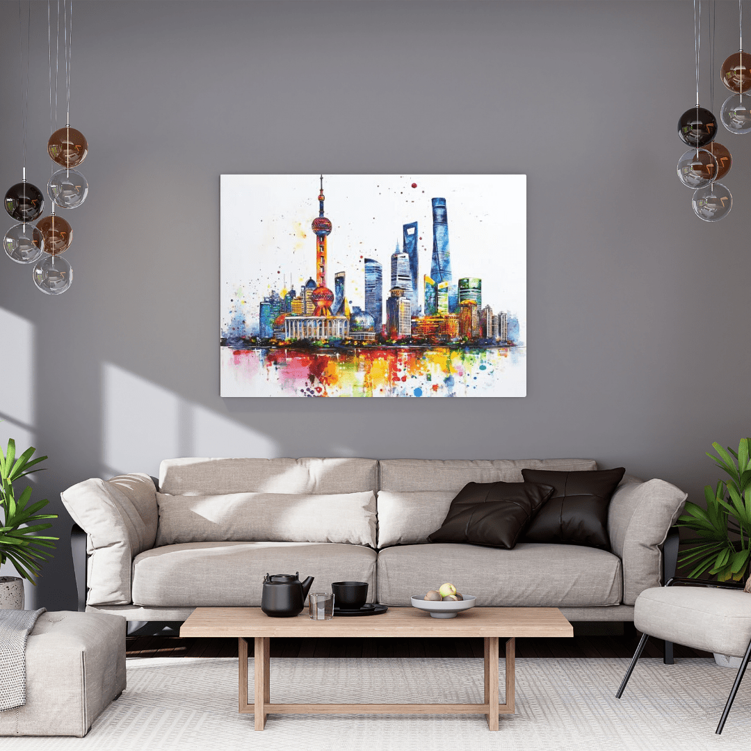 Vibrant Shanghai Skyline - Cityscape Wall Art - Aestheticanvas