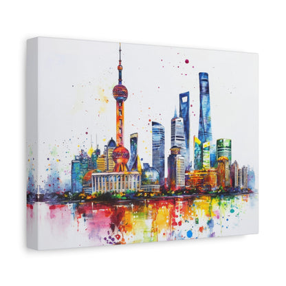 Vibrant Shanghai Skyline - Cityscape Wall Art - Aestheticanvas