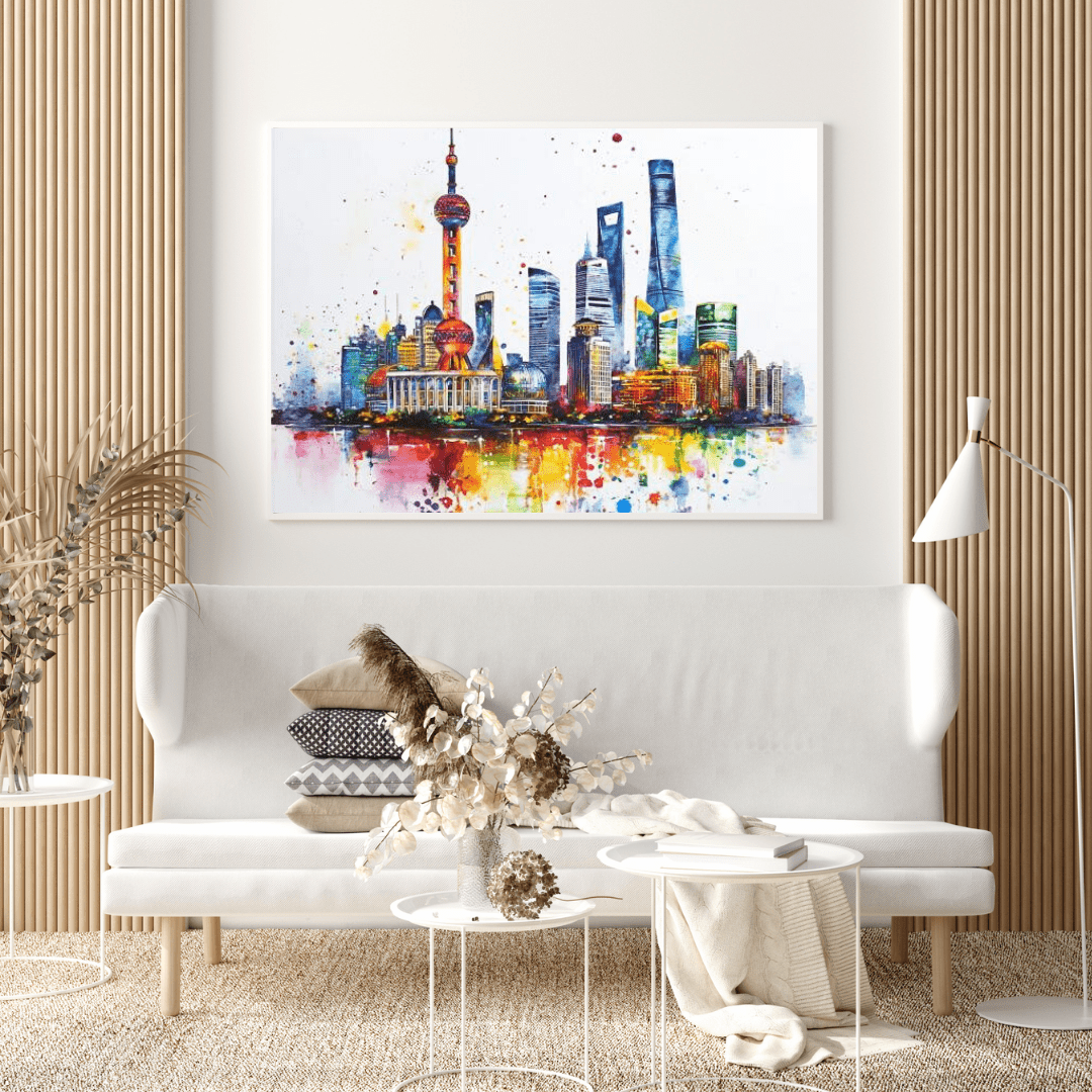 Vibrant Shanghai Skyline - Cityscape Wall Art - Aestheticanvas