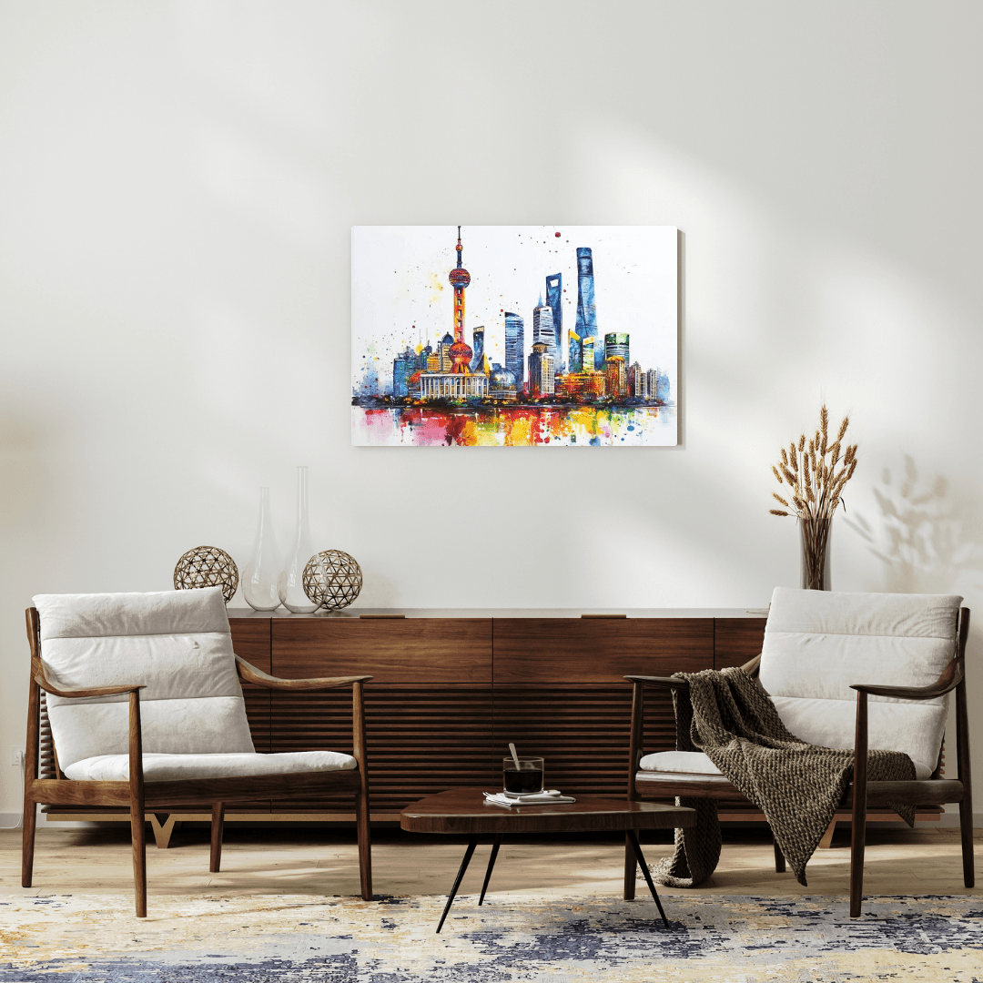 Vibrant Shanghai Skyline - Cityscape Wall Art - Aestheticanvas