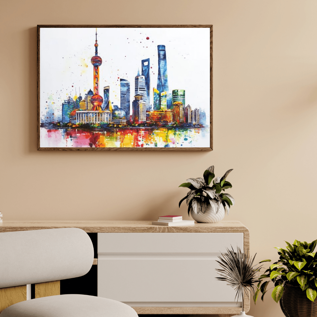 Vibrant Shanghai Skyline - Cityscape Wall Art - Aestheticanvas