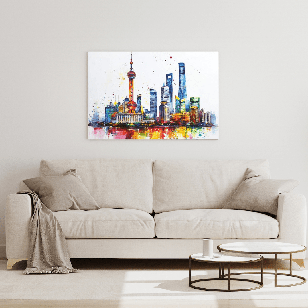 Vibrant Shanghai Skyline - Cityscape Wall Art - Aestheticanvas