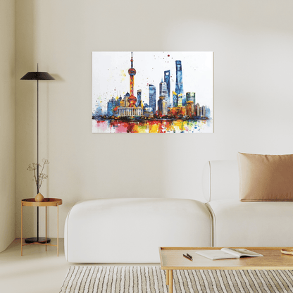 Vibrant Shanghai Skyline - Cityscape Wall Art - Aestheticanvas