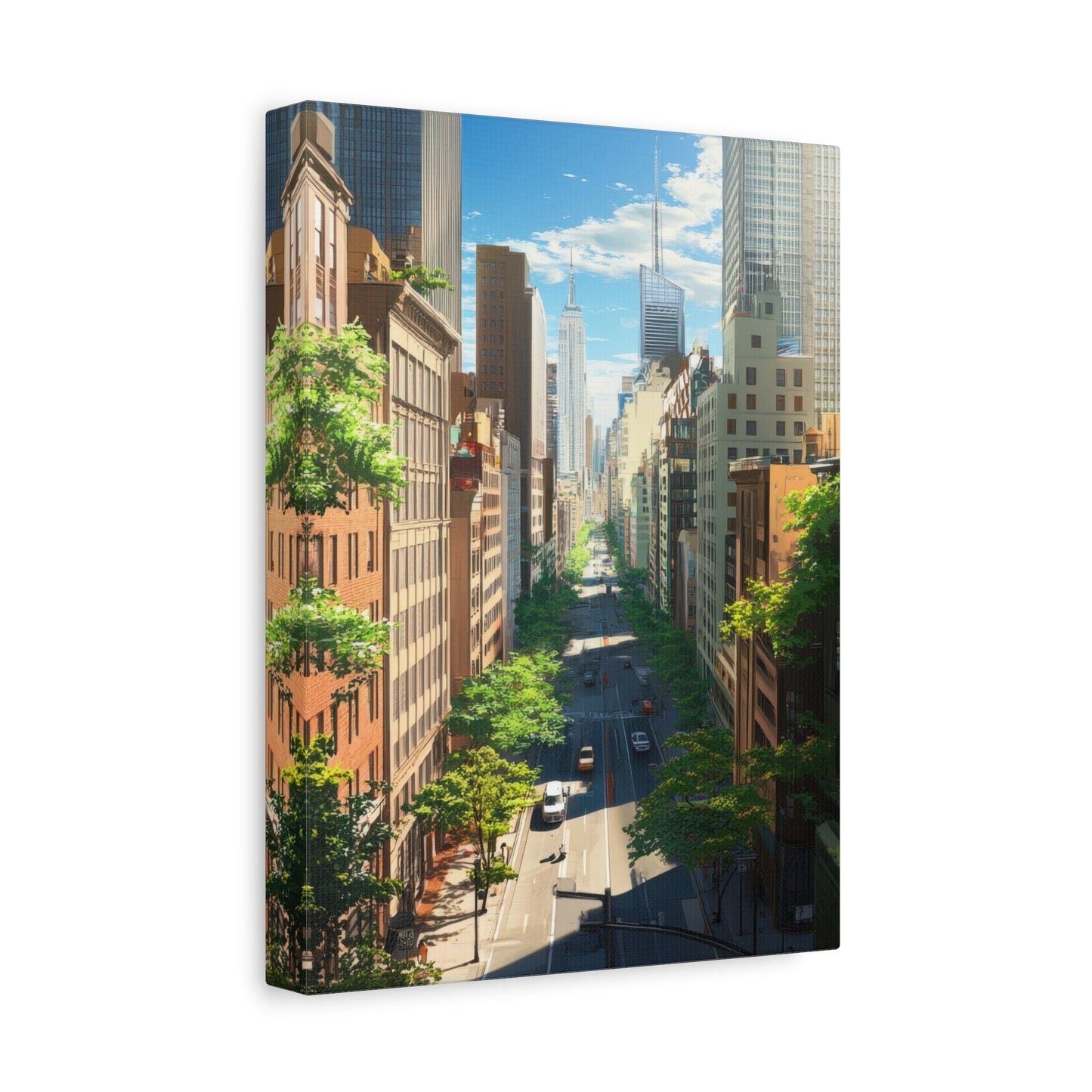 Vibrant Skyscrapers Street View - Cityscape Wall Art - Aestheticanvas