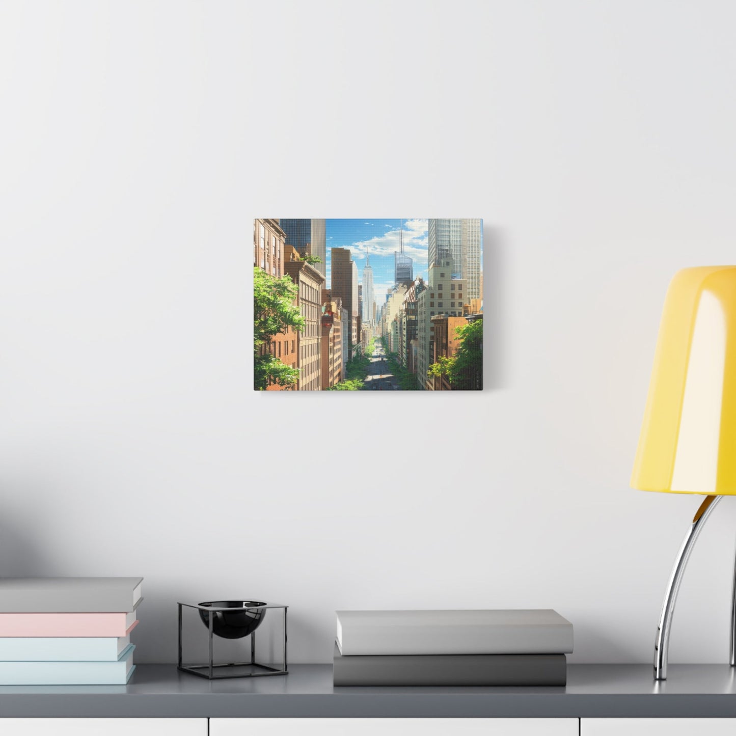 Vibrant Skyscrapers Street View - Cityscape Wall Art - Aestheticanvas