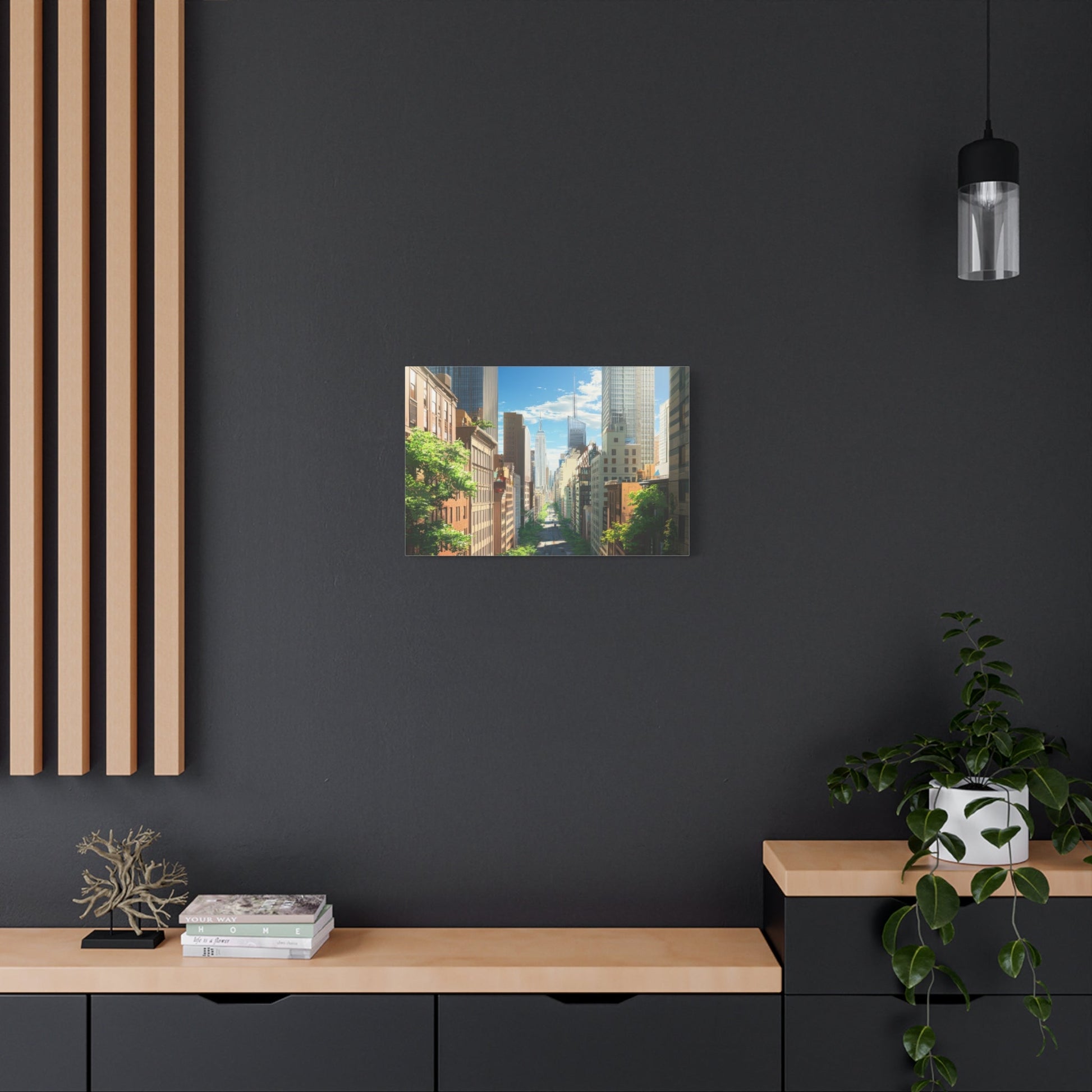 Vibrant Skyscrapers Street View - Cityscape Wall Art - Aestheticanvas