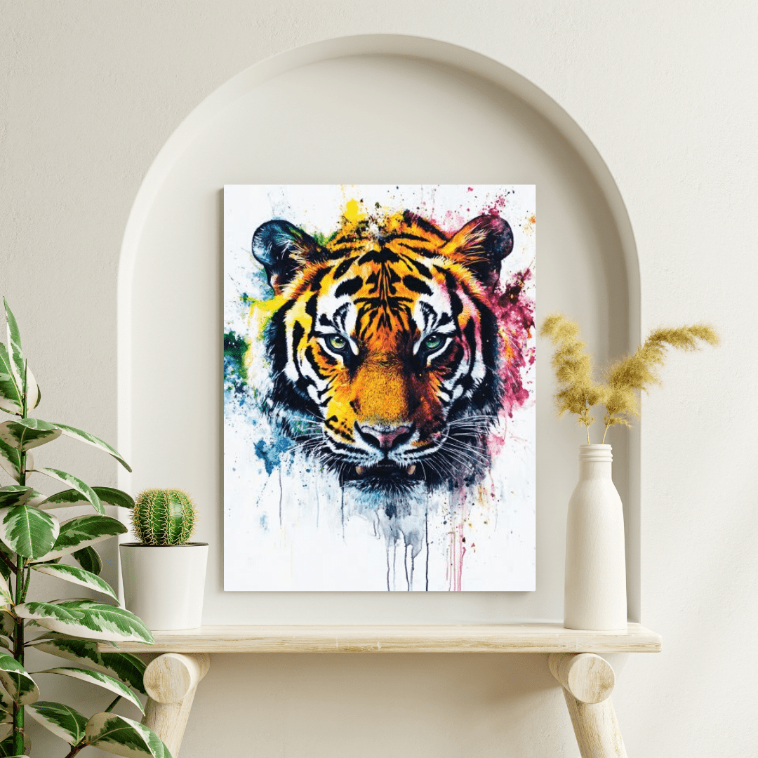 Vibrant Tiger Splash - Animal Wall Art - Aestheticanvas