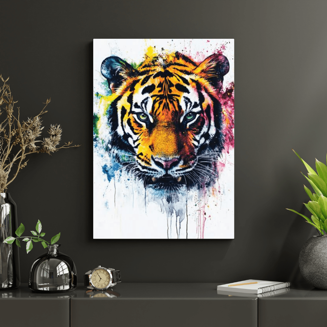 Vibrant Tiger Splash - Animal Wall Art - Aestheticanvas