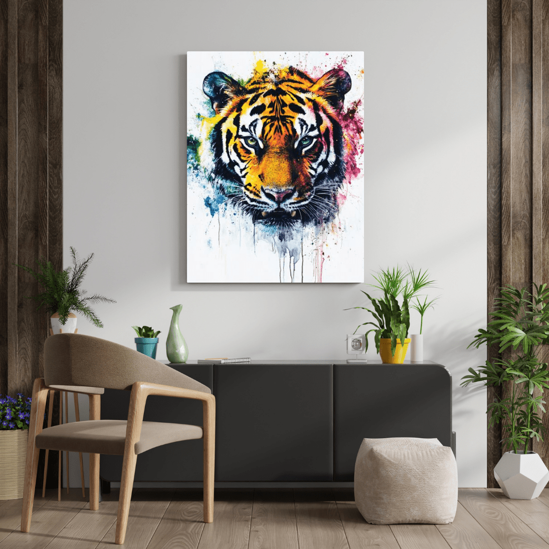 Vibrant Tiger Splash - Animal Wall Art - Aestheticanvas