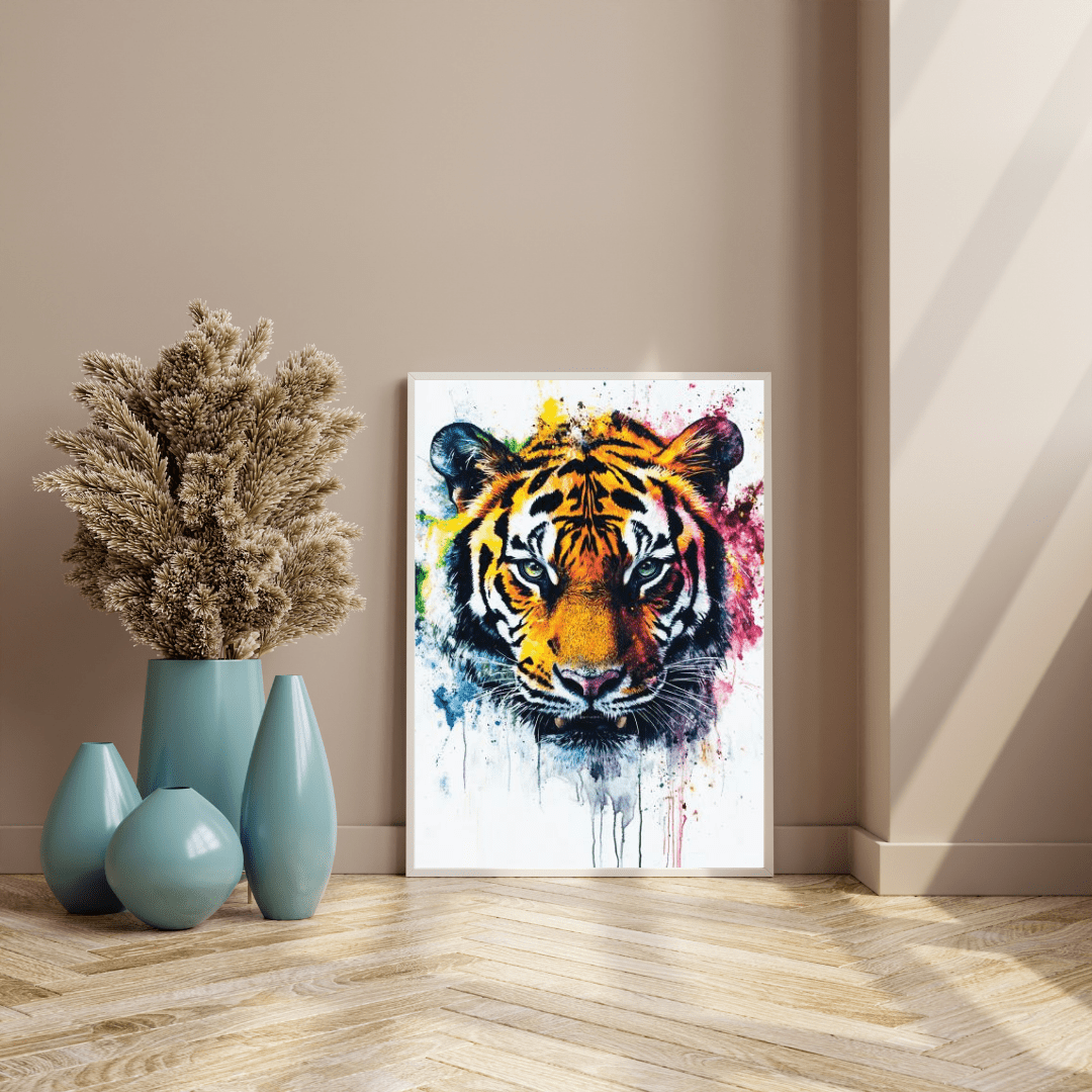 Vibrant Tiger Splash - Animal Wall Art - Aestheticanvas