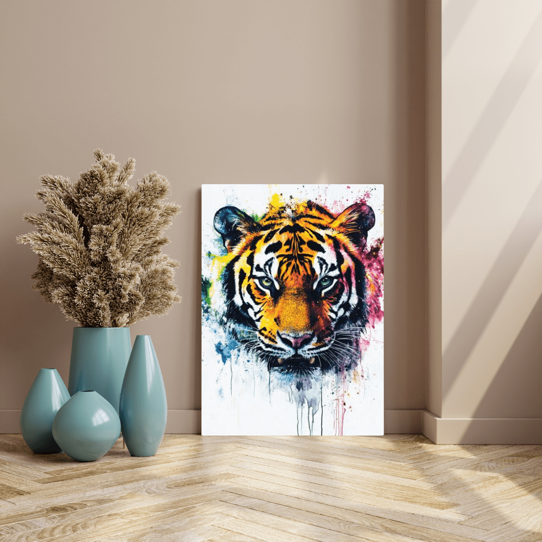 Vibrant Tiger Splash - Animal Wall Art - Aestheticanvas