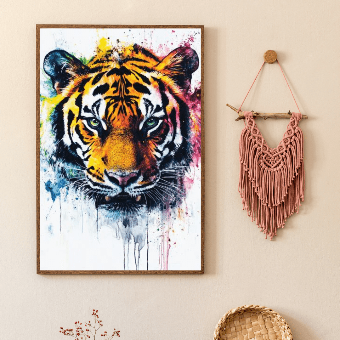 Vibrant Tiger Splash - Animal Wall Art - Aestheticanvas