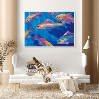 Vibrant Underwater Abstract Dreamscape - Fish Wall Art - Aestheticanvas